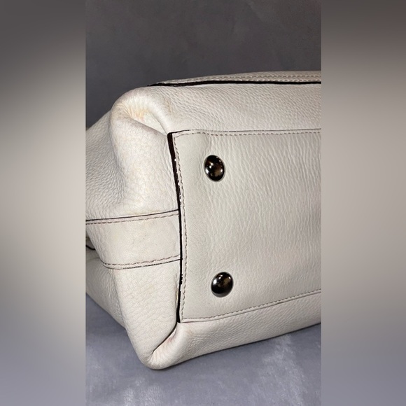 Coach Penelope Ruffle Top Pebble Leather Cream Satchel/Shoulder Bag Yellow Tag - Picture 12 of 13